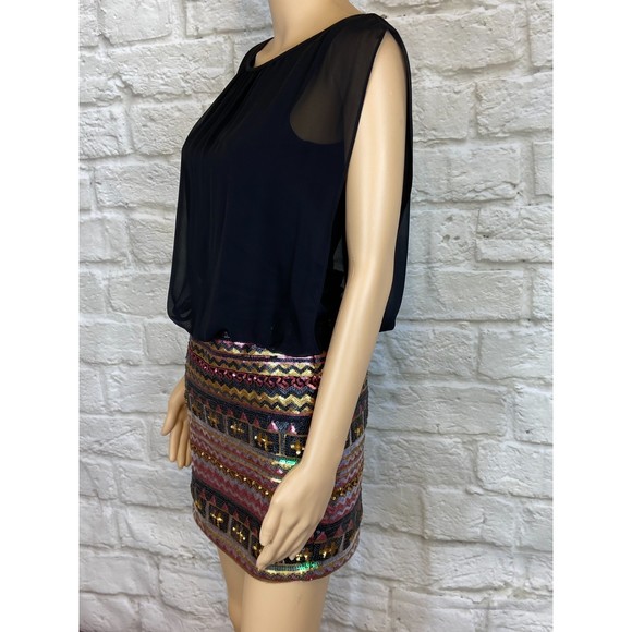 AIDAN MATTOX Sequin Dress Size 2 Party Dress Mini Dress Cocktail Dress Colorful - Picture 5 of 13